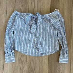 Free People Off The Shoulder Button Down Top